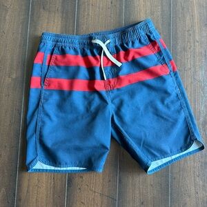 Boys Fair Harbor Athletic Blue and Red swim Shorts